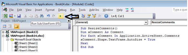 running vba code to automatically resise comment boxes in excel