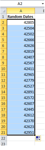 formula showing how to generate random dates in excel