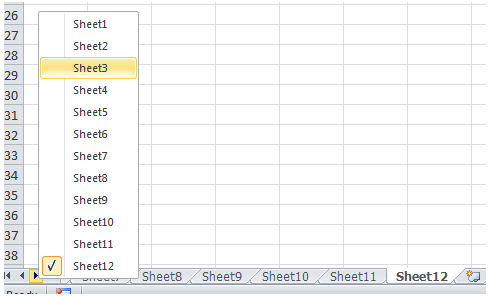 technique to go to a sheet/tab quickly in excel