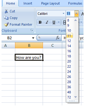 process explaining how to change font size in excel