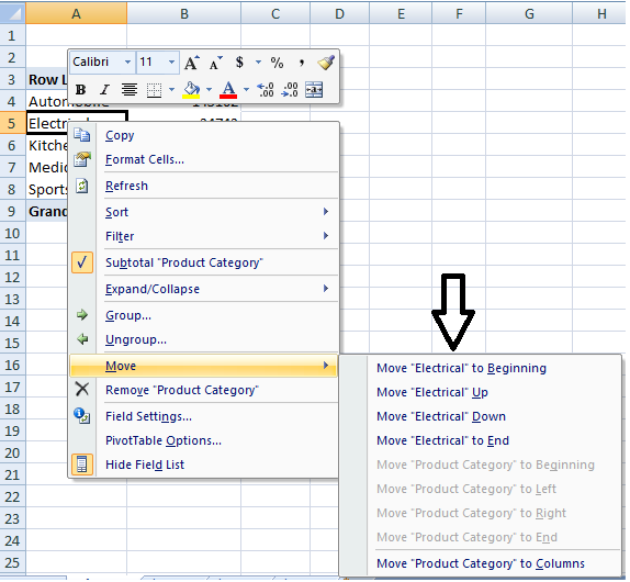 move data value up/down/at the beginning/at end in pivot table
