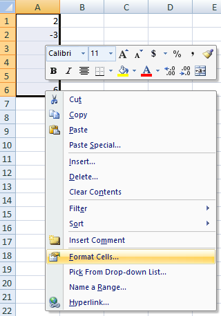 step explaining how to insert format string to customize negative symbol in excel