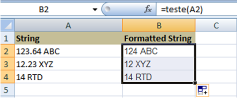 table showing formula has formatted the number in a string