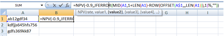 excel formula to keep numerical values and delete non numerical values