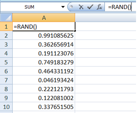 excel data showing how to divide a number into N random numbers
