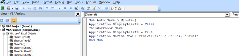 vba code to enable autosave every nth minute